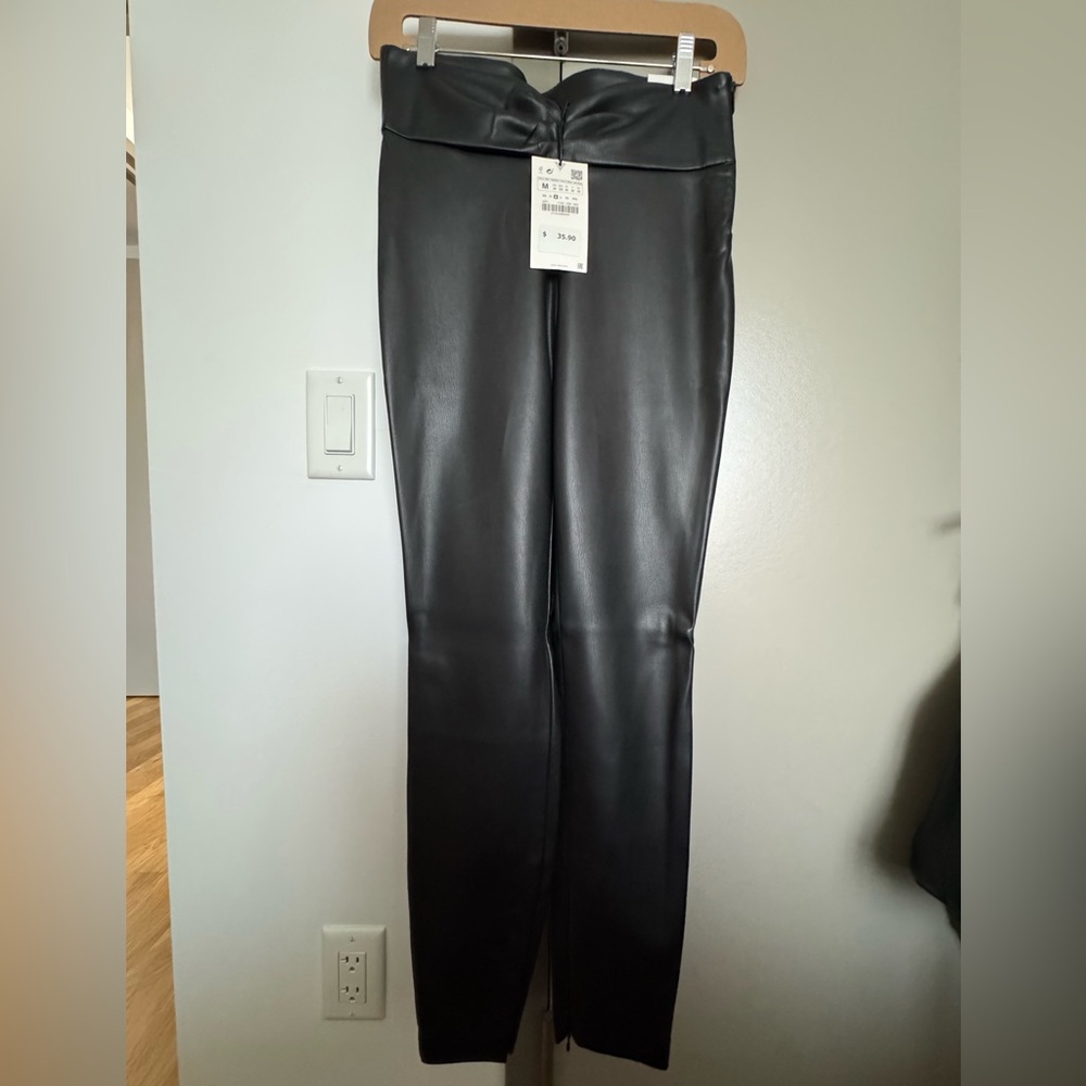 Zara Black Faux Leather Leggings